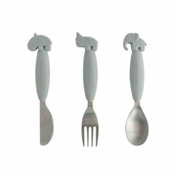 Done by Deer YummyPlus 3-dijelni pribor za jelo - Deer friends Grey - Image 1