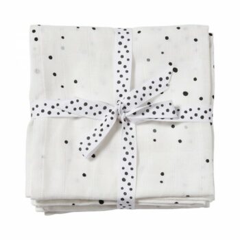 Done by Deer Komplet 2 pamučne pelene 120×120 - Dreamy dots Black White