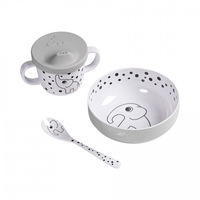 Done by Deer Set za jelo Prvi obrok - Happy dots Grey - Image 1