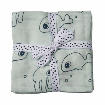 Done by Deer｜Komplet 2 pamučne pelene 70×70 – Sea friends Blue