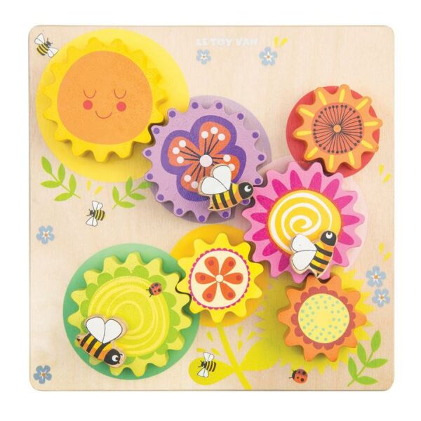 PL095-Gears-Cogs-Bee-Rainbow-001 Le Toy Van Kognitivni zupčanici Busy Bee Learning - Image 1