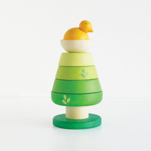 PL001-Tree-Top-Stacker-Front-View Le Toy Van Drveni toranj slagalica - drvo s pticom - Image 6