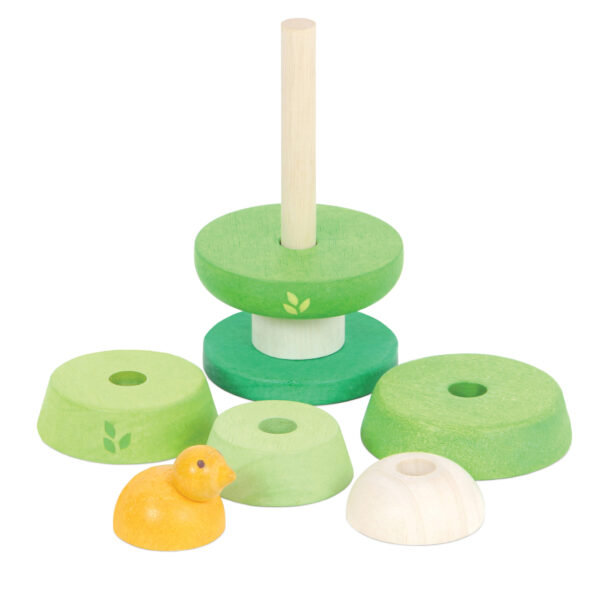 PL001-tree-top-stacker-all-pieces-layout Le Toy Van Drveni toranj slagalica - drvo s pticom - Image 5