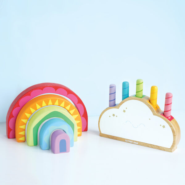 PL133-Rainbow-Colour-Pop-PL107-Rainbow-Tunnel-1 Le Toy Van Drveni oblak sa oprugom - Image 4