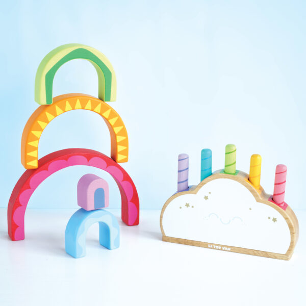 PL133-Rainbow-Colour-Pop-PL107-Rainbow-Tunnel-2 Le Toy Van Drveni oblak sa oprugom - Image 3