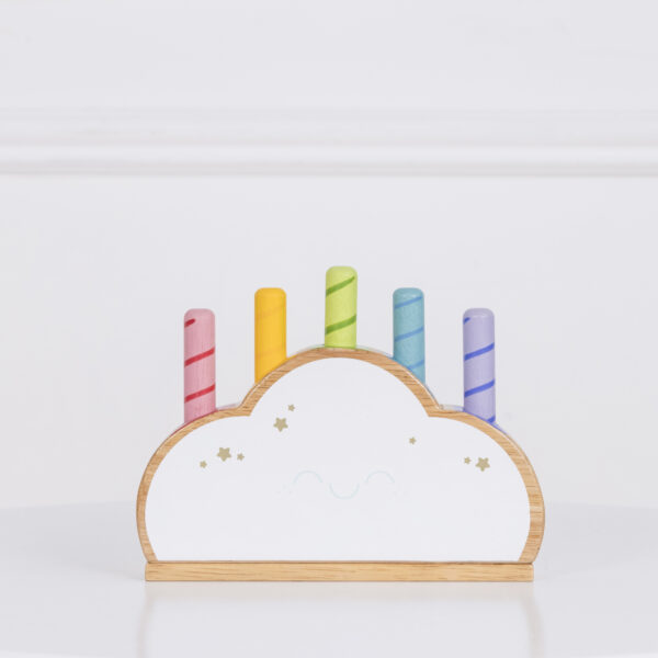 PL133-rainbow-cloud-pop-smiling-on-table Le Toy Van Drveni oblak sa oprugom - Image 7