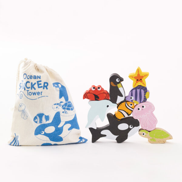 PL139-ocean-stacker-cotton-bag-animals-stacked Le Toy Van Drvene životinjice za slaganje - Ocean - Image 11