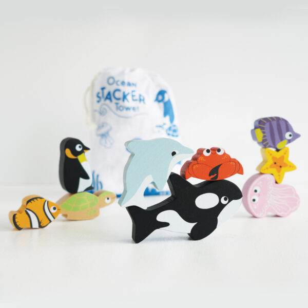 PL139-ocean-stacker-cotton-bag-stacked-animals Le Toy Van Drvene životinjice za slaganje - Ocean - Image 10