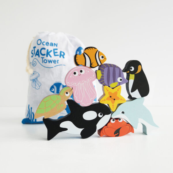 PL139-ocean-stacker-nine-animals-and-bag Le Toy Van Drvene životinjice za slaganje - Ocean - Image 2