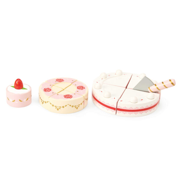 TV329-Party-Celebration-Wedding-Wooden-Toy-Cake-Strawberry-Pink-Gold-Line Le Toy Van Drvena svadbena torta od jagoda - Image 6