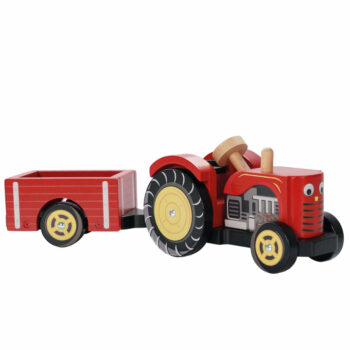 Le Toy Van Crveni drveni traktor sa prikolicom - Bertie