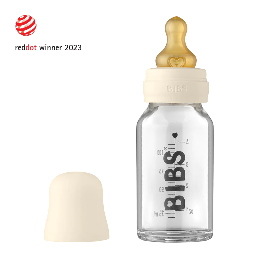 5013216_5713795220885_BIBS_BabyGlassBottle_CompleteSet110ml_Ivory_RD_1000x1000_1_900x BIBS Staklena flašica 110 ml (set) - Ivory - Image 1