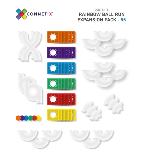 66-Rainbow-Ball-Run-Ext-Pack-Contents-scaled-1362x1536.jpg Connetix Tiles - Rainbow Ball Run Expansion set (66 kom) - Image 7