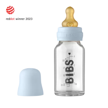 BIBS Staklena flašica 110 ml (set) - Baby Blue