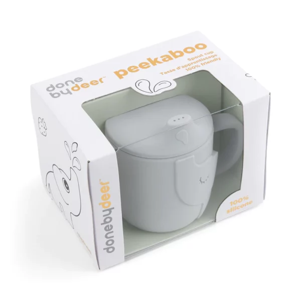 Peekaboo-spout-cup-Elphee-Grey-Packaging-3_800x Done by Deer Peekaboo 2u1 kljunašica i čaša - Elphee Grey - Image 3