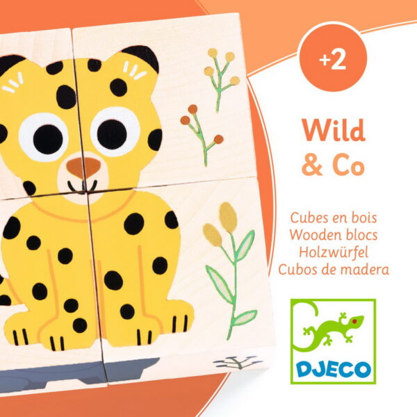 Djeco Drvene blok puzzle 4 dijela - Wild & Co- 2+ godine - Image 3