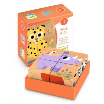 Djeco Drvene blok puzzle 4 dijela - Wild & Co- 2+ godine