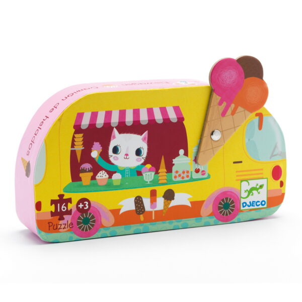 DJ07264-B3D-RVB Djeco Puzzle - kamion sa sladoledom 16 kom - 3+ godine - Image 1