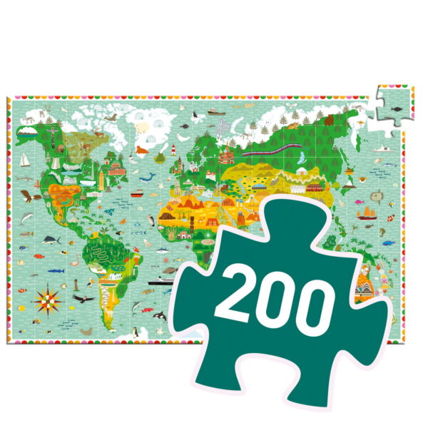 DJ07412-C1-RVB Djeco Edukativne puzzle - Put oko svijeta 200 kom - Image 1
