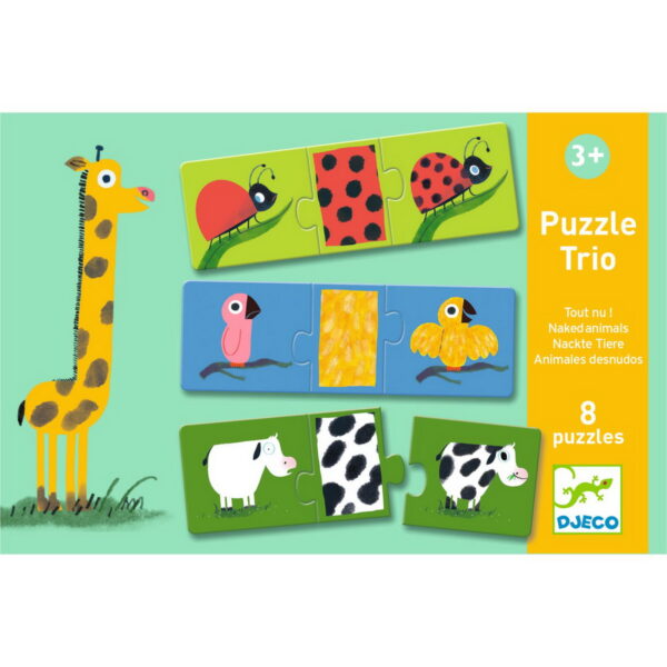 Djeco Puzzle Trio Naked Animals - uzrast 2+ godine - Image 2