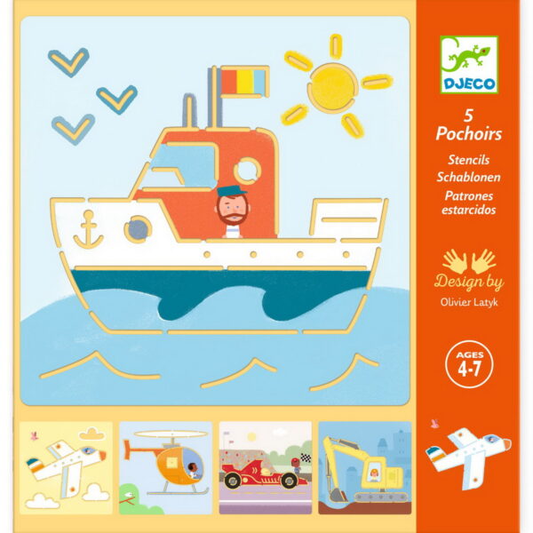 Djeco Bojanka sa šablonama Brodovi i vozila - 4+god - Image 2