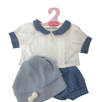 Antonio Juan Odjeća za lutke od 42 cm - Plavo-bijeli kompetić sa kapicom