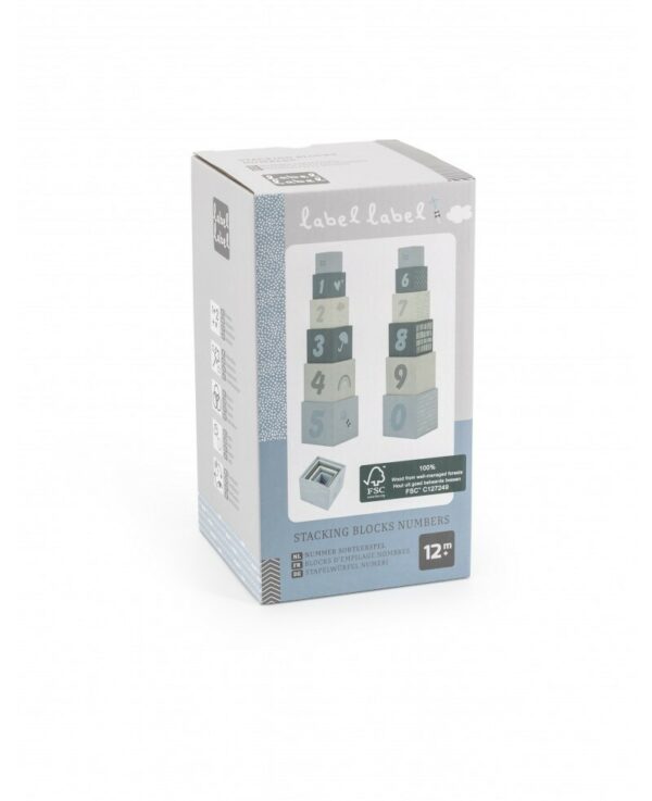 Label Label Drvene kocke za slaganje piramide sa brojevima - Blue - Image 6