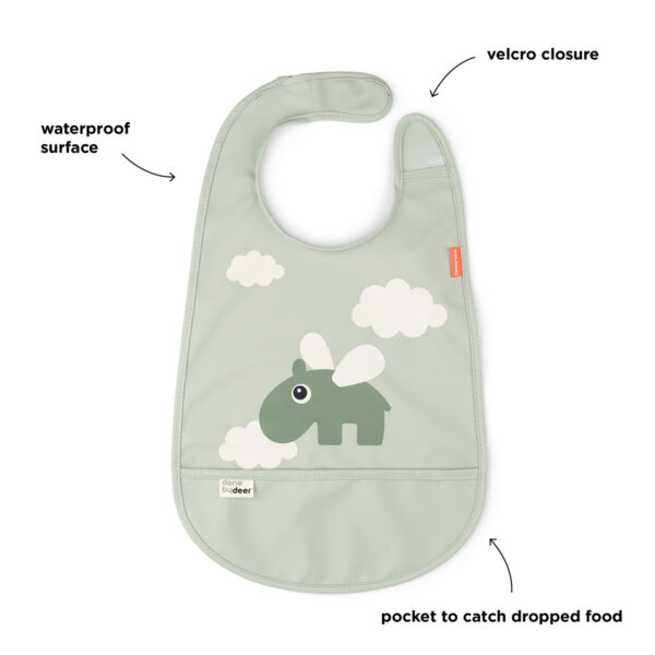 Bib w/velcro - Happy clouds - Green Done by Deer Siperak s čičak trakom – Happy clouds Green - Image 3