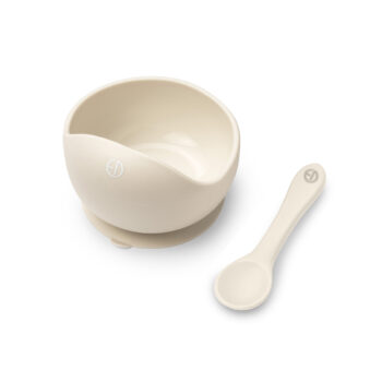 Elodie Set silikonska zdjelica i kašikica - Vanilla White