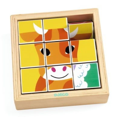 DJ01955-C-RVB Djeco Drvene blok puzzle – Animoroll 2+ godine - Image 1