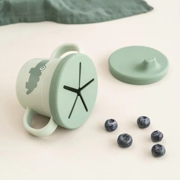 Done by Deer Foodie 3u1 kljunašica, čaša i posuda za grickalice – Croco Green - Image 2