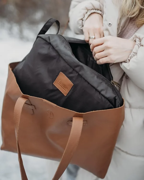 Elodie kožna torba za previjanje Chestnut Leather - Platinum proizvod - Image 5