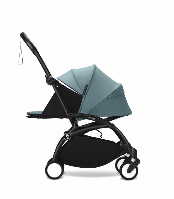 YOYO3_0PLUS_Aqua_BlackFrame_Profile_wo FootCover_ExtCanopy_0017_A11_eCom Stokke YOYO 0+ Sklopiva košara - Aqua - Image 8