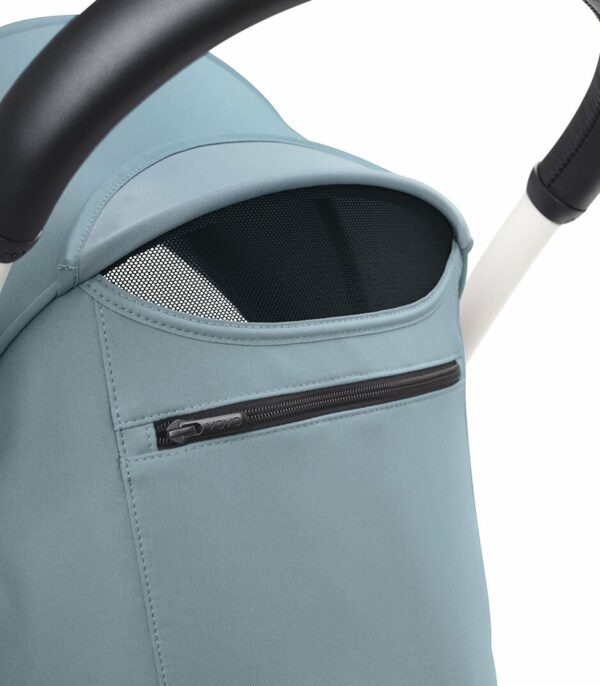 YOYO3_6PLUS_Aqua_WhiteFrame_Canopy rear-window open_Close-up_A8 Stokke YOYO³ kolica od 6 mjeseci - Black/Aqua (GRATIS Color Pack) - Image 7
