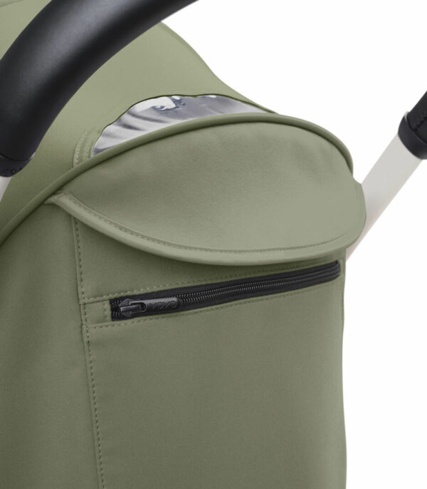YOYO3_6PLUS_Olive_WhiteFrame_Canopy rear-window closed_Close-up_A9 Stokke® YOYO³ 6+ Color Pack - Olive - Image 7