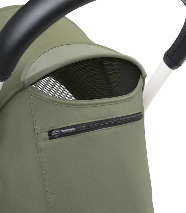 YOYO3_6PLUS_Olive_WhiteFrame_Canopy rear-window open_Close-up_A8 Stokke® YOYO³ 6+ Color Pack - Olive - Image 6