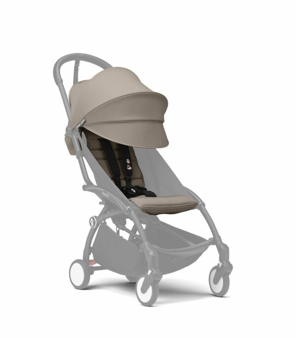 YOYO3_6PLUS_Taupe_6Plus_BlackFrame_Extended canopy Shadow_A18-A19 Stokke® YOYO³ 6+ Color Pack - Taupe - Image 4