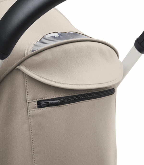 YOYO3_6PLUS_Taupe_WhiteFrame_Canopy rear-window closed_Close-up_A9 Stokke YOYO³ kolica od 6 mjeseci - Black/Taupe (GRATIS Color Pack) - Image 7