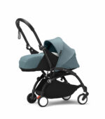 Stokke YOYO³ kolica i sklopiva košara za novorođenčad – Black/Aqua