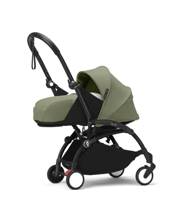 Stokke YOYO³ kolica i sklopiva košara za novorođenčad – Black/Olive