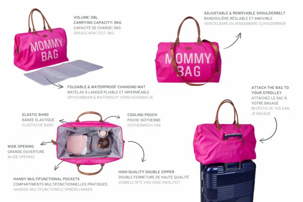 cwmbbpop_product_zoom_7_1726487020 Childhome Torba Mommy Bag - Pop Pink - Image 10