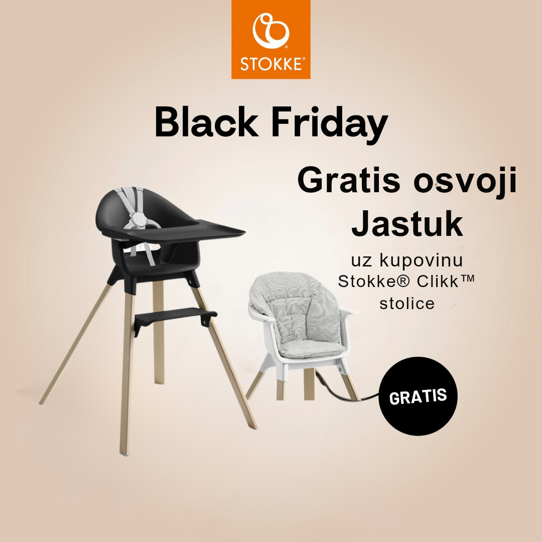 1731615217655 Stokke Clikk Hranilica Stolica - Black Natural - GRATIS Stokke Clikk jastuk - Image 1