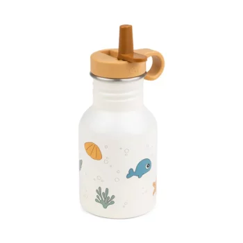 Done by Deer Bočica od nerđajućeg čelika sa slamkom 350 ml - Sea friends Beige