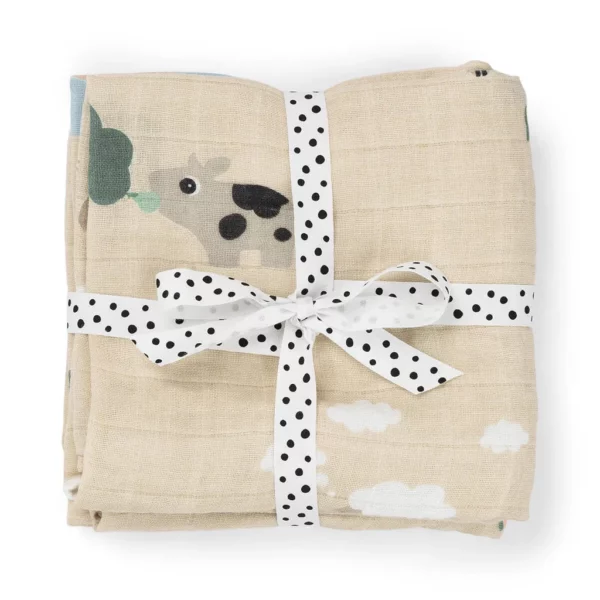 3053979 Done by Deer Komplet 2 pamučne pelene 70×70 - Tiny farm Sand - Image 1