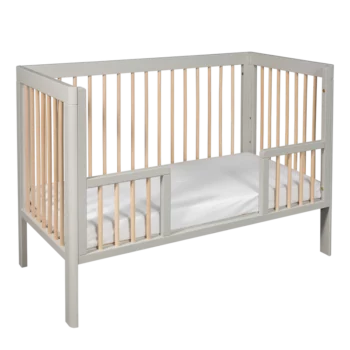 Troll Nursery dječiji krevetić Lukas i zaštitna ograda 120x60cm Soft Grey/Wax