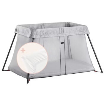 BabyBjörn Prenosni krevetić Light, Silver + Prekrivač (čaršaf)