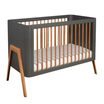 Troll Nursery dječiji krevetić Torsten 120x60cm - Seal Grey/Teak