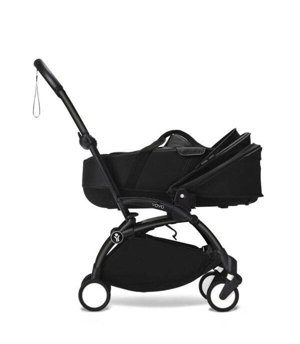 YOYO3_NewbornShell_Black_BlackFrame_Profile_Canopy down_0192 Stokke YOYO³ košara newborn shell – Black - Image 8