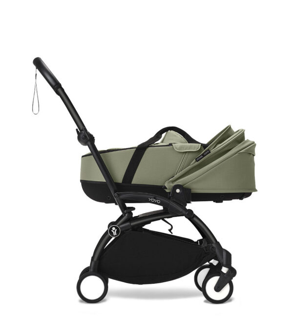 YOYO3_NewbornShell_Olive_BlackFrame_Profile_Canopy down_0192 Stokke YOYO³ košara newborn shell – Olive - Image 7