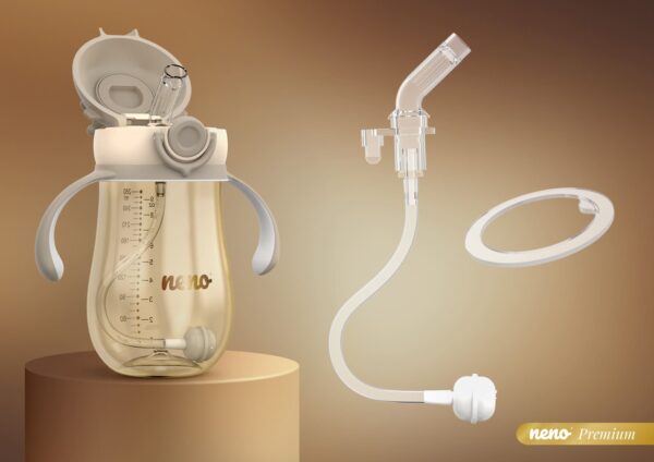 Neno Mio2 Bočica sa slamkom i ručkama 280ml - Cream - Image 6